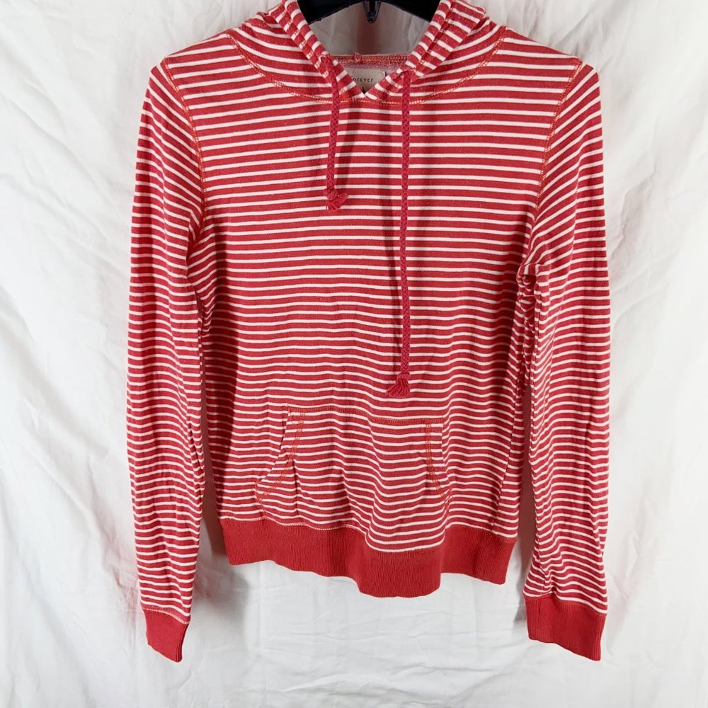 Forever 21 Red Striped Pull over Hoodie Size S